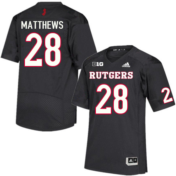 Men #28 Damon Matthews Rutgers Scarlet Knights College Football Jerseys Sale-Black